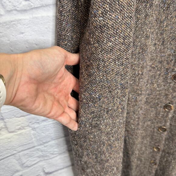 Vintage Orvis Wool Jumper Sleeveless Dress Size 18 Brown Button Front Tweed - Picture 4 of 5